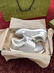 Kitlife Gucci Screener GG Metallic Leather Sneakers Silver - 3