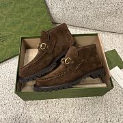 Kitlife Gucci Women's Horsebit Ankle Boots in Dark Brown Suede - 3