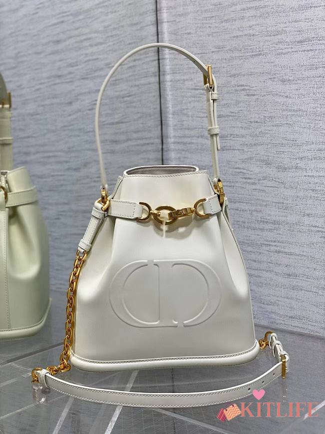 Kitlife Dior Medium C'est Dior Bag White CD-Embossed Calfskin 24x10x24.5cm - 1