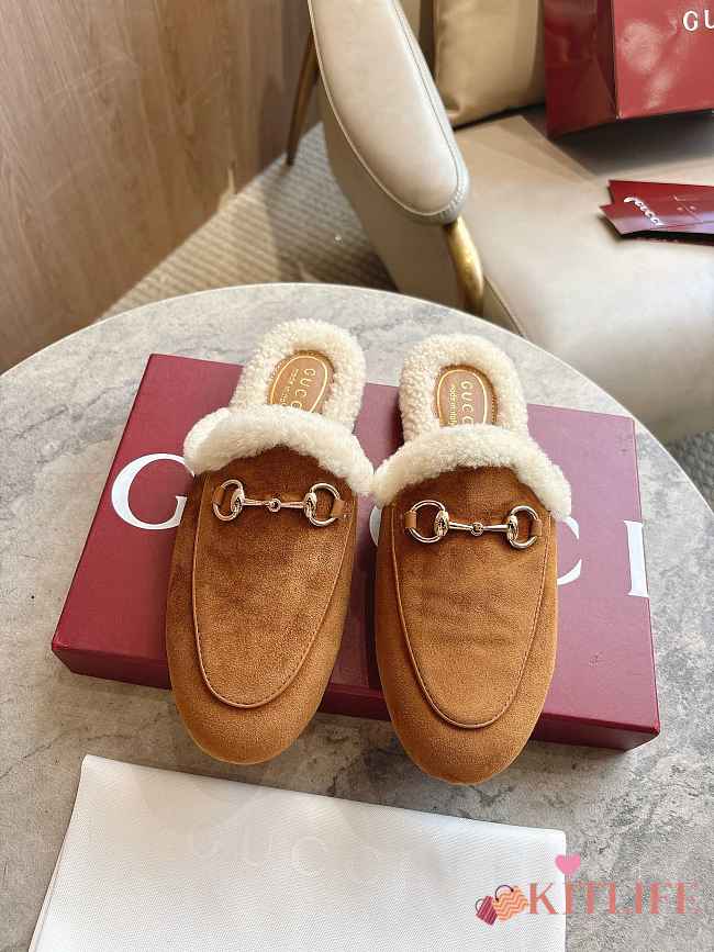 Kitlife Gucci Women's Princetown Slipper Brown Suede  - 1