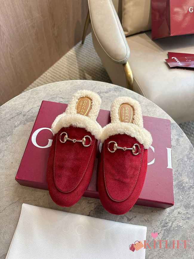 Kitlife Gucci Women's Princetown Slipper Red Suede  - 1