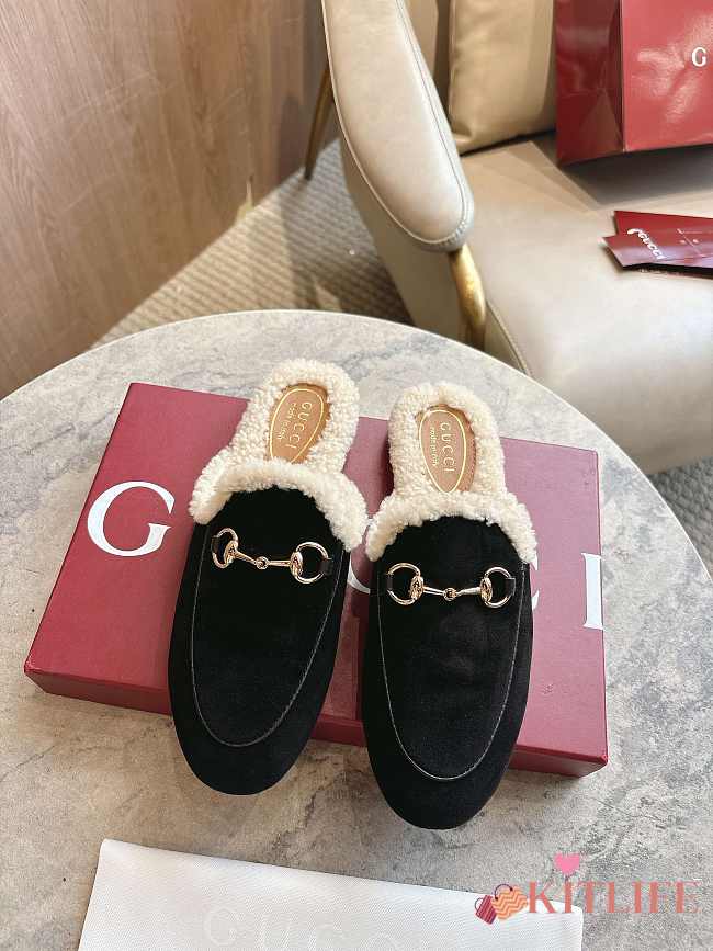 Kitlife Gucci Women's Princetown Slipper Black Suede  - 1