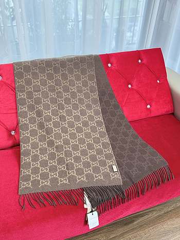 Kitlife Gucci Gradient Double-Faced Cashmere Scarf Brown 47x200cm