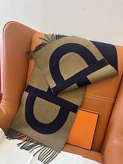 Kitlife Hermes Stirrup Cashmere Long Scarf Black & Brown 30x140cm - 3