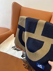 Kitlife Hermes Stirrup Cashmere Long Scarf Black & Brown 30x140cm - 2