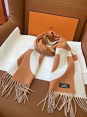 Kitlife Hermes Stirrup Cashmere Long Scarf Brown & Beige 30x140cm  - 5
