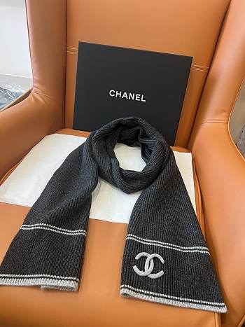 Kitlife Chanel 25B Knitted Cashmere Scarf Dark Grey 30x190cm