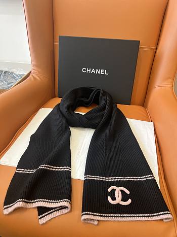Kitlife Chanel 25B Knitted Cashmere Scarf Black 30x190cm