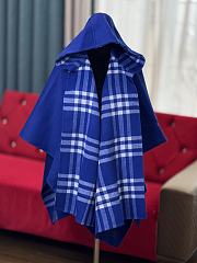 Kitlife Burberry Equestrian Knight Logo Cashmere Hooded Cape Royal Blue 120x176cm - 1