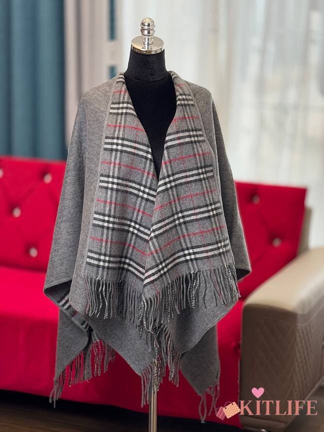 Kitlife Burberry Double-Sided Small Check Cape Grey 130x130cm - 1