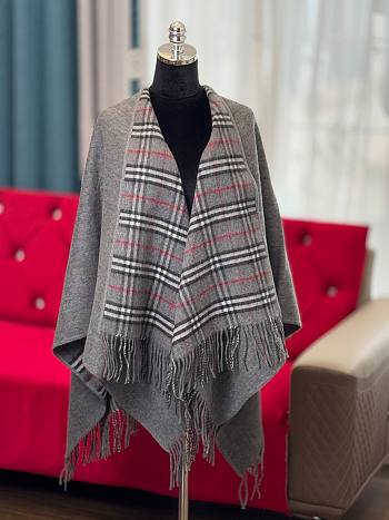 Kitlife Burberry Double-Sided Small Check Cape Grey 130x130cm