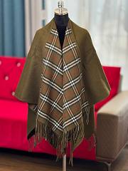 Kitlife Burberry Double-Sided Small Check Cape Dark Green 130x130cm  - 1