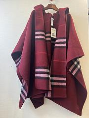 Kitlife Burberry Knight Logo Cashmere Hooded Cape Red 176x120cm - 1