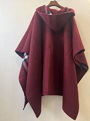 Kitlife Burberry Knight Logo Cashmere Hooded Cape Red 176x120cm - 3