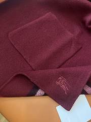 Kitlife Burberry Knight Logo Cashmere Hooded Cape Red 176x120cm - 2