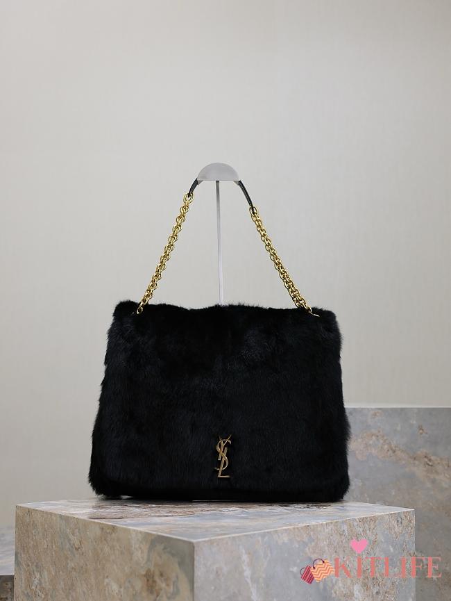 Kitlife Saint Laurent Jamie 4.3 Large Shearling Shoulder Bag Black 742431 43×29×9cm - 1