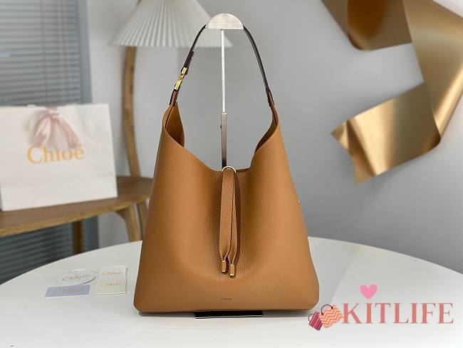 Kitlife Chloe Marcie Hobo Bag In Brown Grained Leather 36x29x10cm  - 1