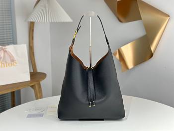 Kitlife Chloe Marcie Hobo Bag In Black Grained Leather 36x29x10cm