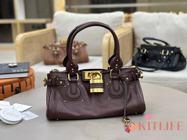 Kitlife Chloe Paddington Bag In Dark Brown Leather 36x18x15cm - 1