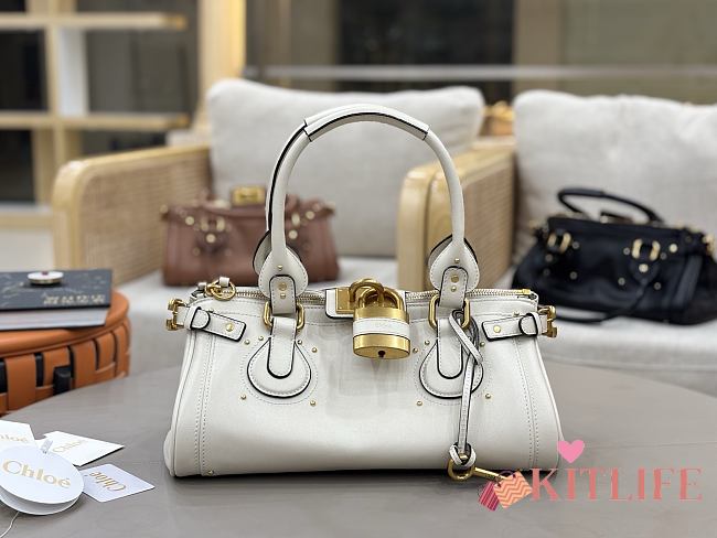 Kitlife Chloe Paddington Bag In White Leather 36x18x15cm  - 1