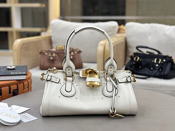 Kitlife Chloe Paddington Bag In White Leather 36x18x15cm 
