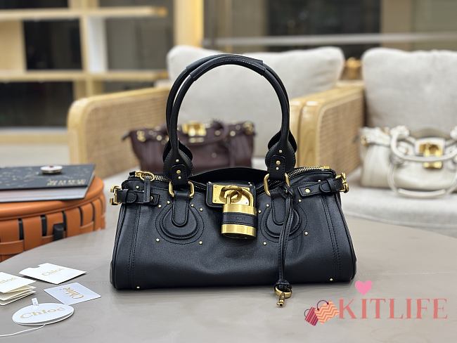 Kitlife Chloe Paddington Bag In Black Leather 36x18x15cm  - 1