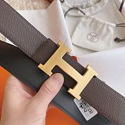 Kitlife Hermes Belts Dark Brown & Black With Gold Buckle 38mm  - 4