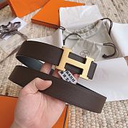 Kitlife Hermes Belts Dark Brown & Black With Gold Buckle 38mm  - 3