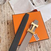 Kitlife Hermes Belts Grey & Black With Gold Buckle 38mm - 3