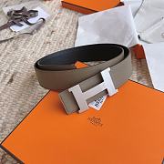 Kitlife Hermes Belts Grey & Black With Silver Buckle 38mm  - 6