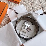 Kitlife Hermes Belts Grey & Black With Silver Buckle 38mm  - 4