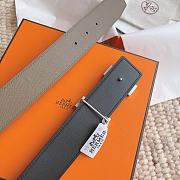 Kitlife Hermes Belts Grey & Black With Silver Buckle 38mm  - 3