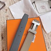 Kitlife Hermes Belts Grey & Black With Silver Buckle 38mm  - 2