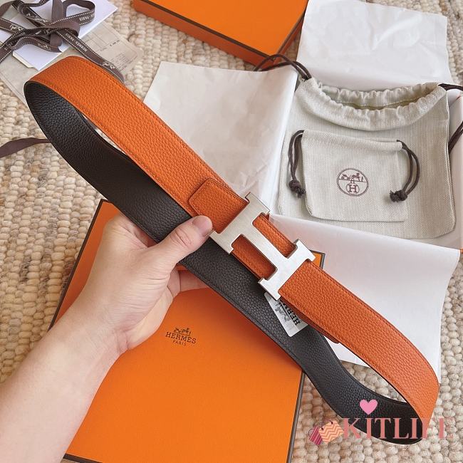 Kitlife Hermes Belts Brown With Silver Buckle 38mm - 1