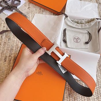 Kitlife Hermes Belts Brown With Silver Buckle 38mm