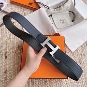 Kitlife Hermes Belts Black With Silver Buckle 38mm - 1