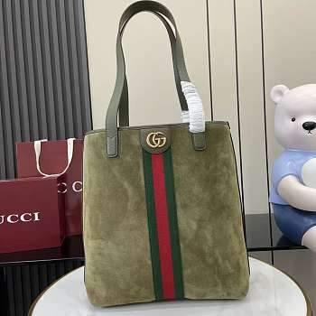 Kitlife Gucci Ophidia Medium Tote Bag Dark Green Suede ‎834465 30x36x12.5cm