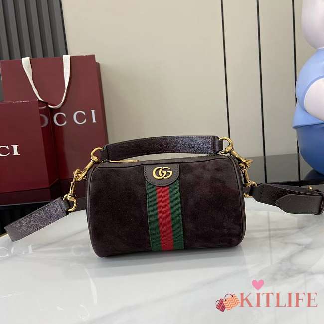 Kitlife Gucci Ophidia Mini Bag Dark Brown Suede 846869 21x12x5cm - 1