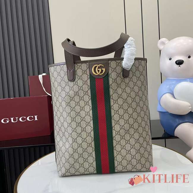 Kitlife Gucci Ophidia Medium Tote Bag Beige & Brown GG Monogram 834465 30x36x12.5cm - 1