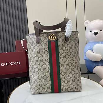 Kitlife Gucci Ophidia Medium Tote Bag Beige & Brown GG Monogram 834465 30x36x12.5cm