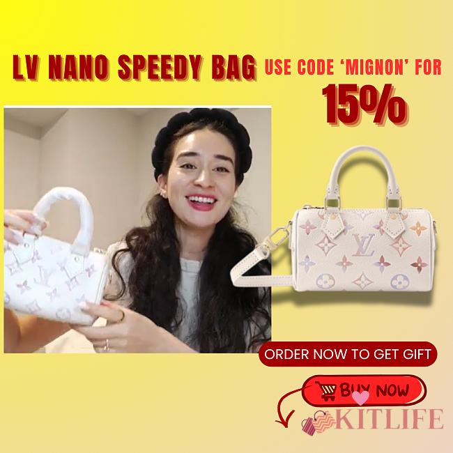 Kitlife Louis Vuitton Nano Speedy Bag Dream Cream M25591 10x7.5x16cm - 1