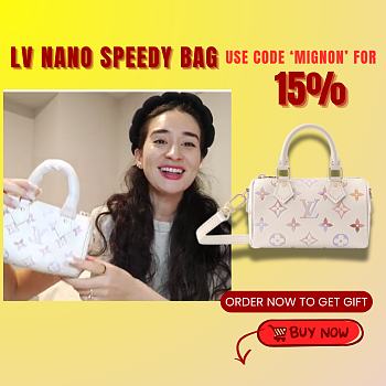 Kitlife Louis Vuitton Nano Speedy Bag Dream Cream M25591 10x7.5x16cm
