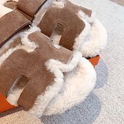 Kitlife Hermes Chypre Shearling Sandals Dark Brown Suede - 2