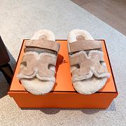Kitlife Hermes Chypre Shearling Sandals Beige Suede  - 1