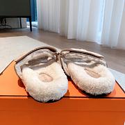 Kitlife Hermes Chypre Shearling Sandals Beige Suede  - 5