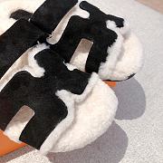 Kitlife Hermes Chypre Shearling Sandals Black Suede  - 6