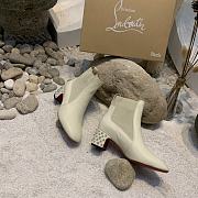 Kitlife Christian Louboutin Spike Accents Leather Chelsea Boots Cream - 1
