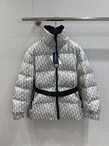 Kitlife Dior DiorAlps Belted Puffer Jacket Gray Oblique Quilted Technical Taffeta