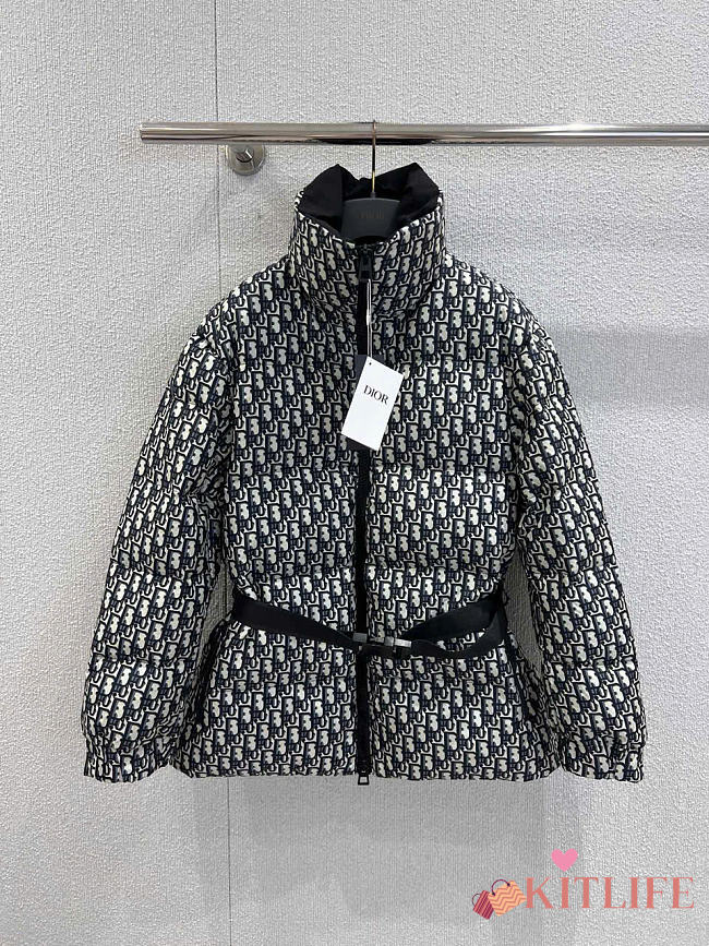 Kitlife Dior DiorAlps Belted Puffer Jacket Dark Blue Oblique Quilted Technical Taffeta - 1