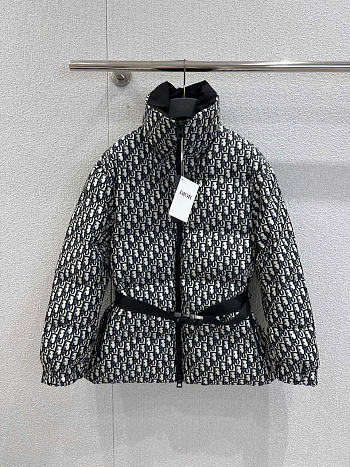 Kitlife Dior DiorAlps Belted Puffer Jacket Dark Blue Oblique Quilted Technical Taffeta